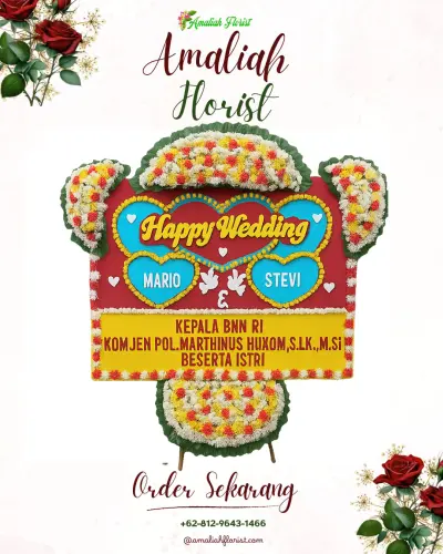 Karangan Papan Bunga Pernikahan di Sidakangen